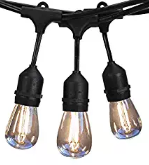 Jackyled 48 Ft Outdoor String Light With 18 Sockets Bulbs Included