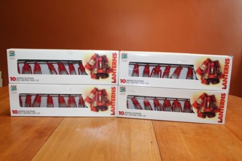 Red Lantern Indoor / Outdoor 10 Lantern Light Sets (x4) Patio Camping Decor NEW