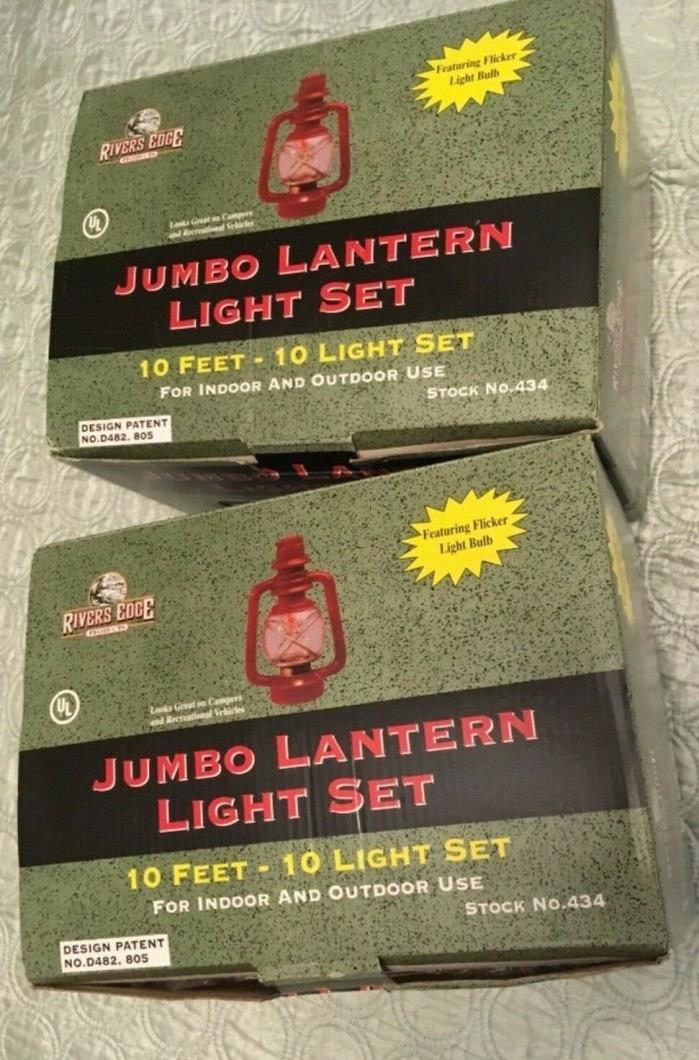 Rivers Edge Jumbo Lantern Light Set with Extra Flicker Bulbs (2 Sets/10 Ft Each)