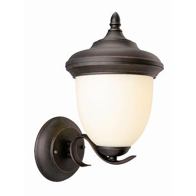 Design House Trevie Oil-Rubbed Bronze  Amber Glass Outdoor Wall Light 517680 NEW