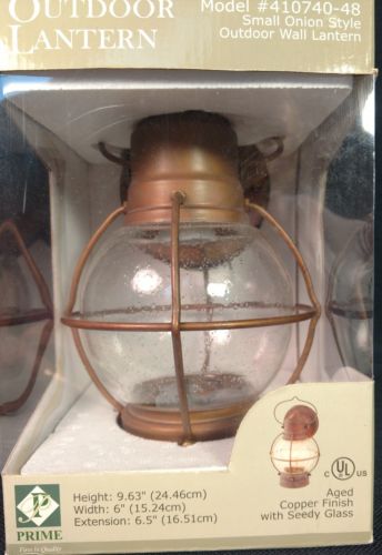 Outdoor House Lantern With Copper Finish And Seed Glass Brand New In Box