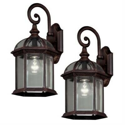 Hampton Bay Twin Pack 1-Light Weathered Bronze Outdoor Lantern 1000014557 New