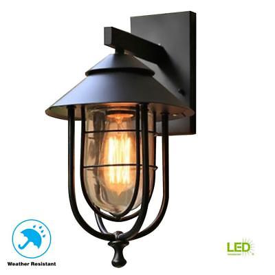 HDC Wisteria Collection 1-Light Sand Black Small Outdoor Wall Mount Sconce