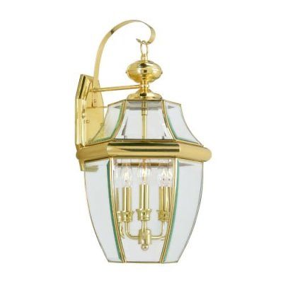 Livex Lighting 2351-02 Monterey 3 Light Outdoor Polished Brass Finish Solid Wall