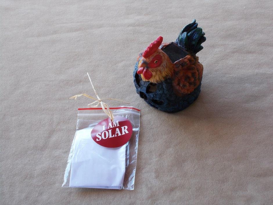 Country farm themed small chicken resin figure LED solar powered patio light new