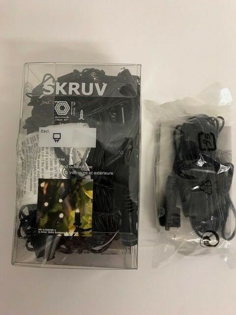 Ikea SKRUV Led Lighting Net 48 Lights Outdoor Black 002.955.92 & Extension Web