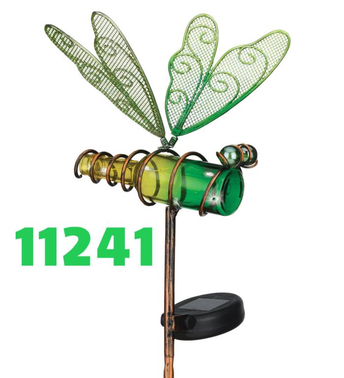 Mini Solar Butterfly Stake - GREEN  - LED Lights - Regal Art & Gift 11241