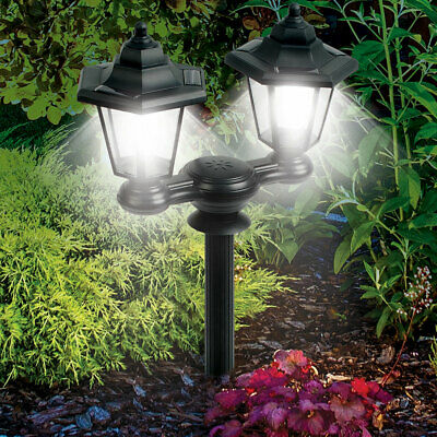 NEW 3-in-1 Dual Lanterns Solar Powered Outdoor Lights With Lamp Pole And Stake