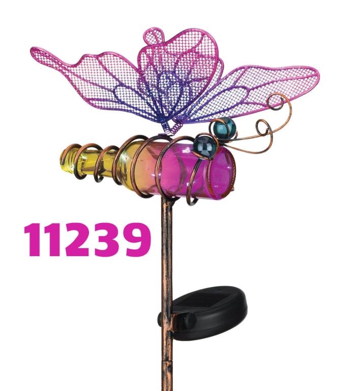 Mini Solar Butterfly Stake - PURPLE  - LED Lights - Regal Art & Gift 11239