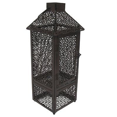 Pacific Decor Square Steel Flame Lantern, 7-Inch by 7-Inch by 19-Inch, Brown