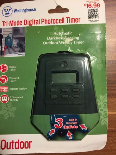 New Westinghouse 3 Ground Tri-Mode Digital Photocell Weekly Timer Automatic