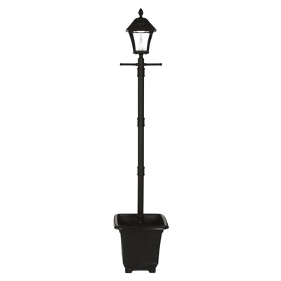 Gama Sonic GS-106PL Baytown Lamp and Post in Decorative Planter Base Outdoor &