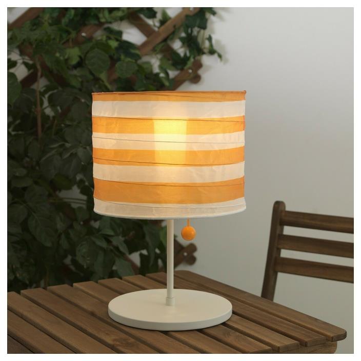 ??IKEA LED Solar-Powered Table Lamp, Outdoor, Stripe Yellow/White NEW??SET of 1