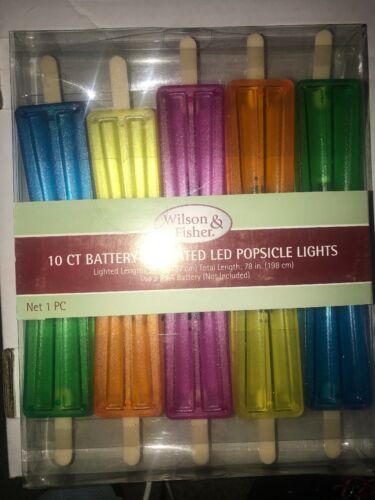 WILSON & Fisher 10ct LED Popsicle String LIGHTS 2 AA Batteries 78” Total Length