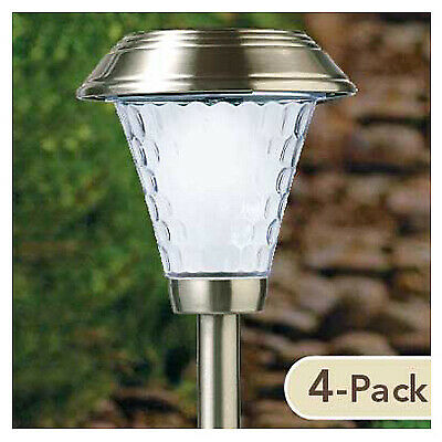 NORTHERN INTERNATIONAL INC LED Solar Path Light Set, Brushed Stainless Steel, 4-