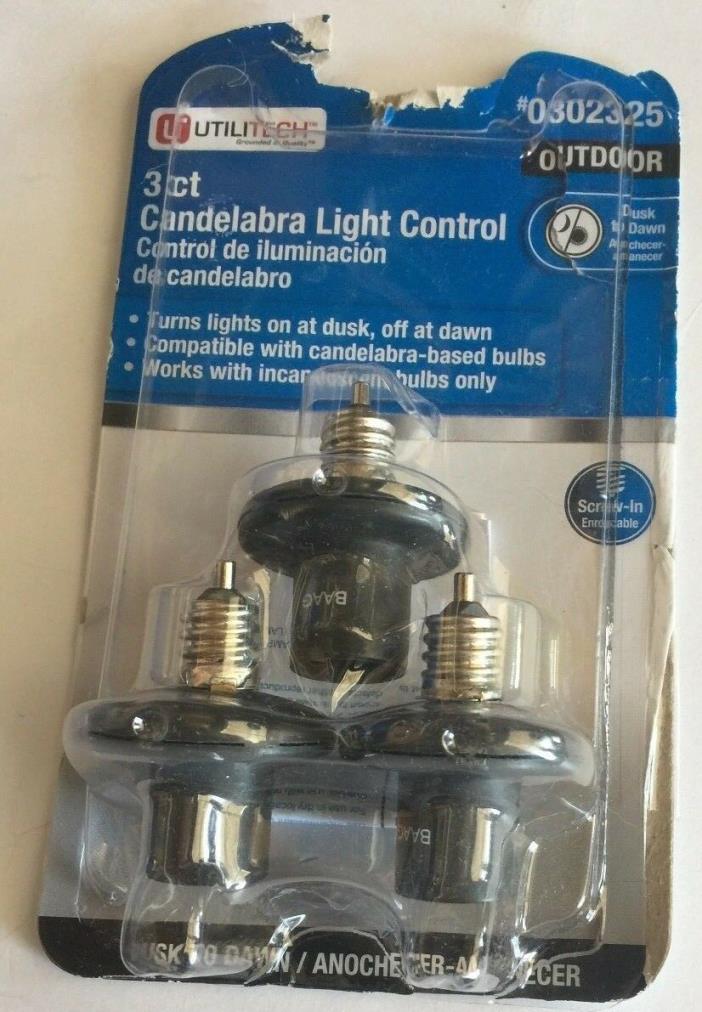 Utilitech Candelabra Automatic Dusk to Dawn Light Control Black 3Pack