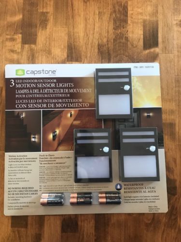 Capstone Motion Sensor Indoor Outdoor Light 3 Pack Waterproof & Batteries NEW