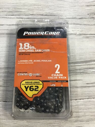 PowerCare 18” Y62 Semi Chisel Saw Chain 2 Pack 462-676 New #CC