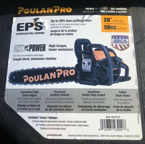 Brand New Poulan Pro PR5020 20 In. 50 CC Gas Chainsaw