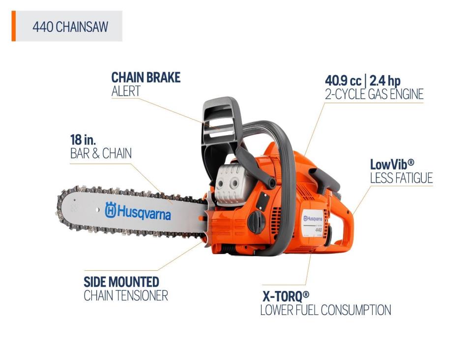 Husqvarna 440 18 in. 40.9cc 2-Cycle Gas Chainsaw, (Certified Refurbished)