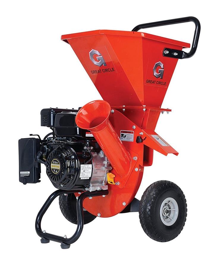 Wood Chippers Gas Powered Shredder Mulcher Heavy Duty 7hp 212cc