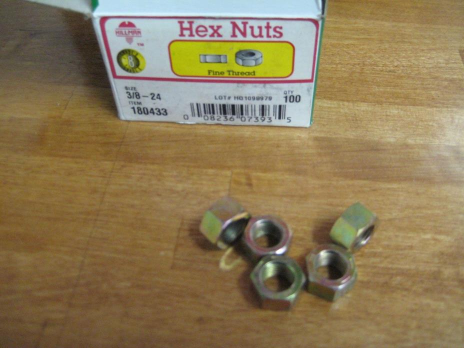 Fine-Thread G8 3/8-24 Hex-Nut. Box of 100. Brand New !!!