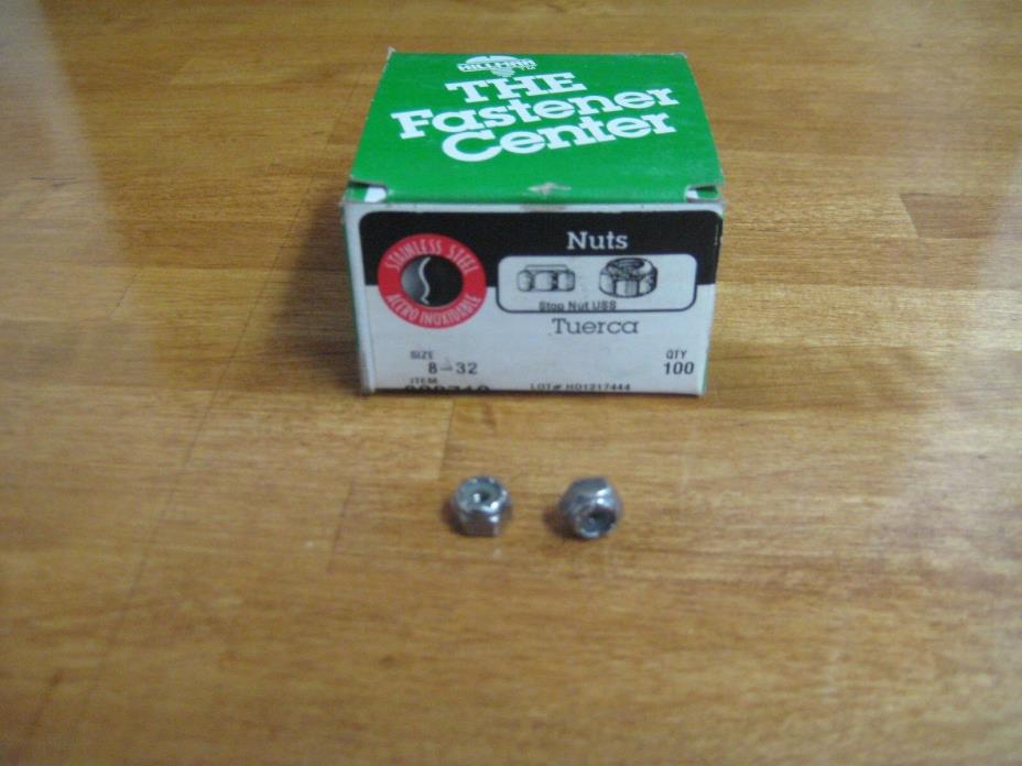 Stainless Steel Nylock Stop-Nut 8-32. Box of 100. Brand New !!!