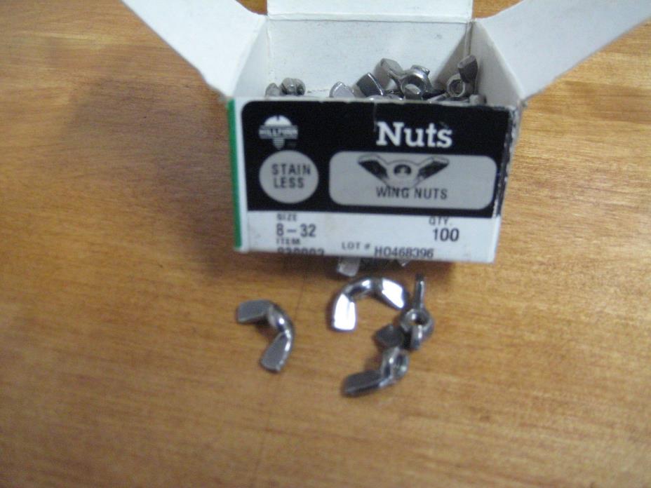 Stainless Steel Wing Nut 8-32 . Box of 100. Brand New !!!