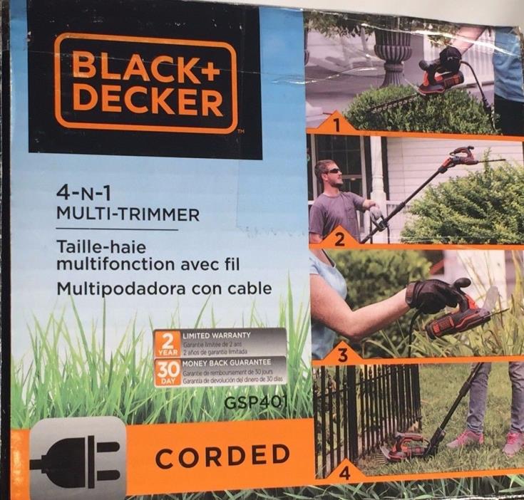 Black & Decker 4-N-1 Multi-Trimmer Corded Handheld & Pole Shrubber & Shear - New