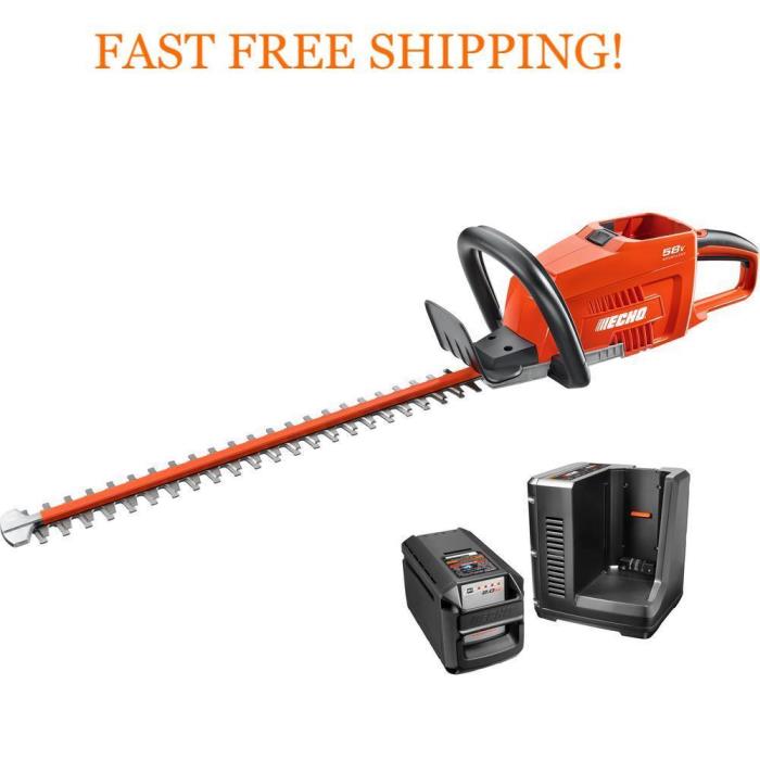 ??ECHO 24 in. 58-Volt Lithium-Ion Brushless Cordless Hedge Trimmer 2.0 Ah + Batt
