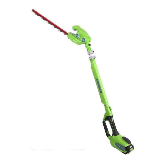 Electric Cordless Hedge Trimmer Greenwork Extended Reach Outdoor Power Equipment