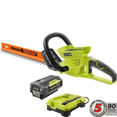 RYOBI Cordless Hedge Trimmer 24 in. 40-Volt Lithium-Ion incl Battery + Charger