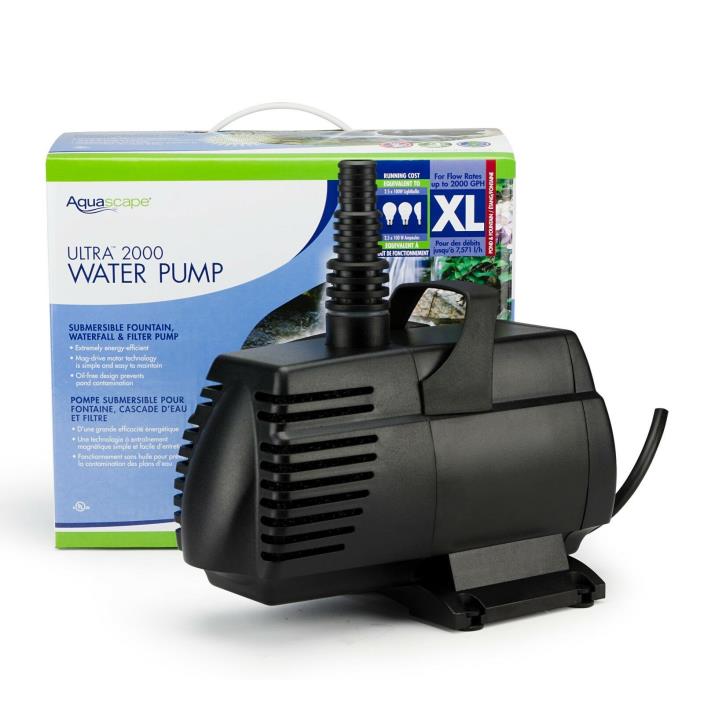 AQUASCAPE #91010 ULTRA 2000 GPH  PUMP for Small Ponds, Fountains & Spitters