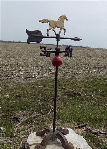 Horse Weathervane Lightning Rod Antique Cast Iron Barn Topper Country Decor H