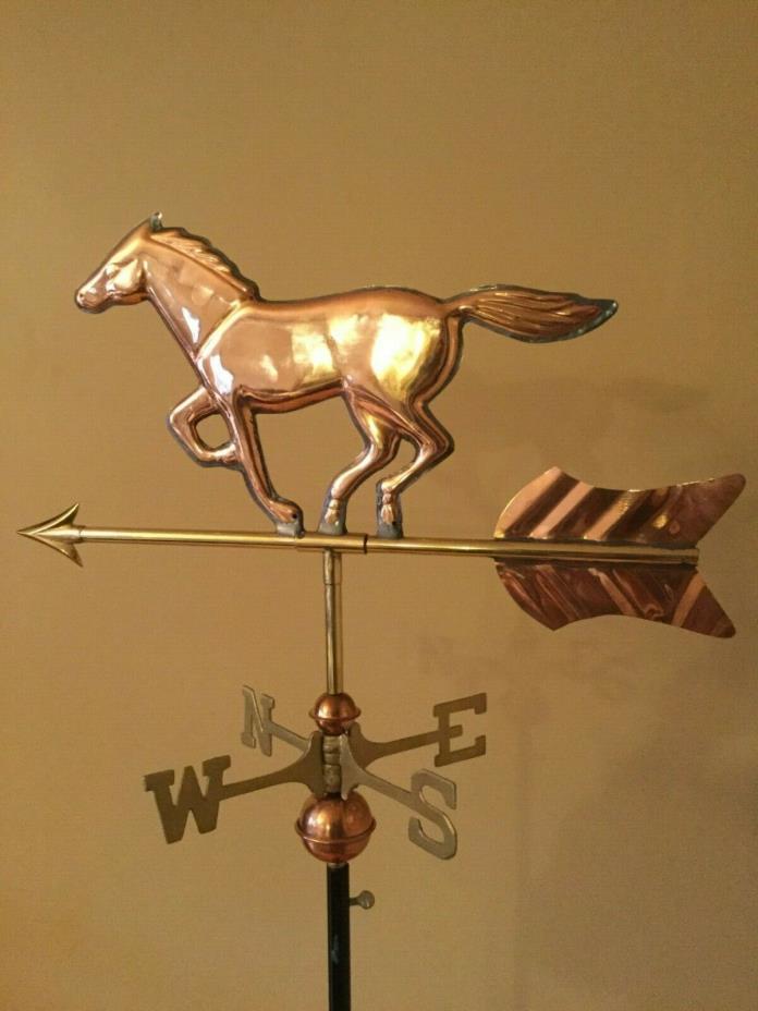 Good Directions Polished Copper  Horse Garden Weathervane W/Roof Mount 801P