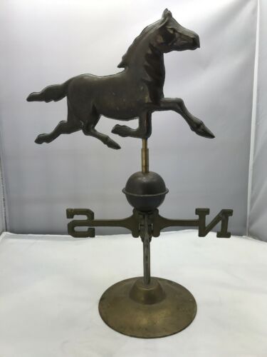 VINTAGE horse WEATHER VANE copper & brass country decor farm Wind Direction Old