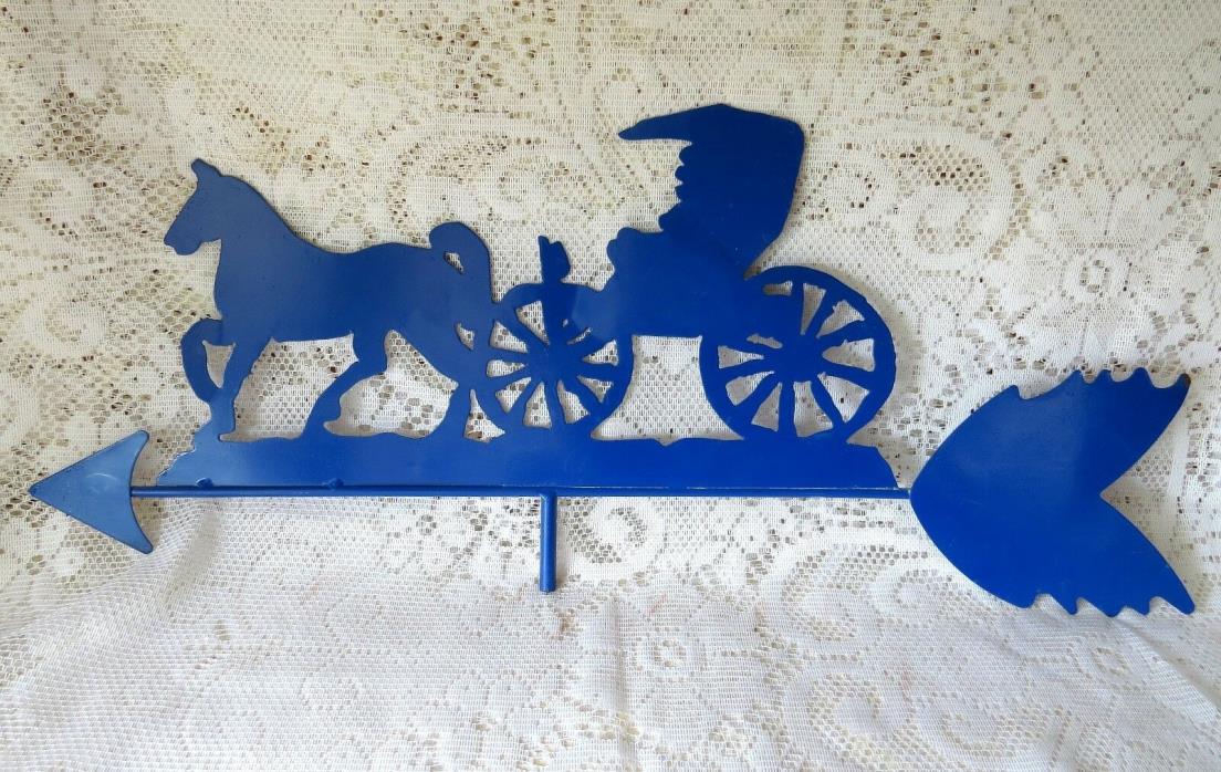 Vintage Blue Metal Horse Drawn Buggy,  Amish Weathervane