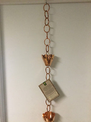 Good Directions Copper 6 Cup Tulip Rain Chain with Gutter Clip - 494P-8