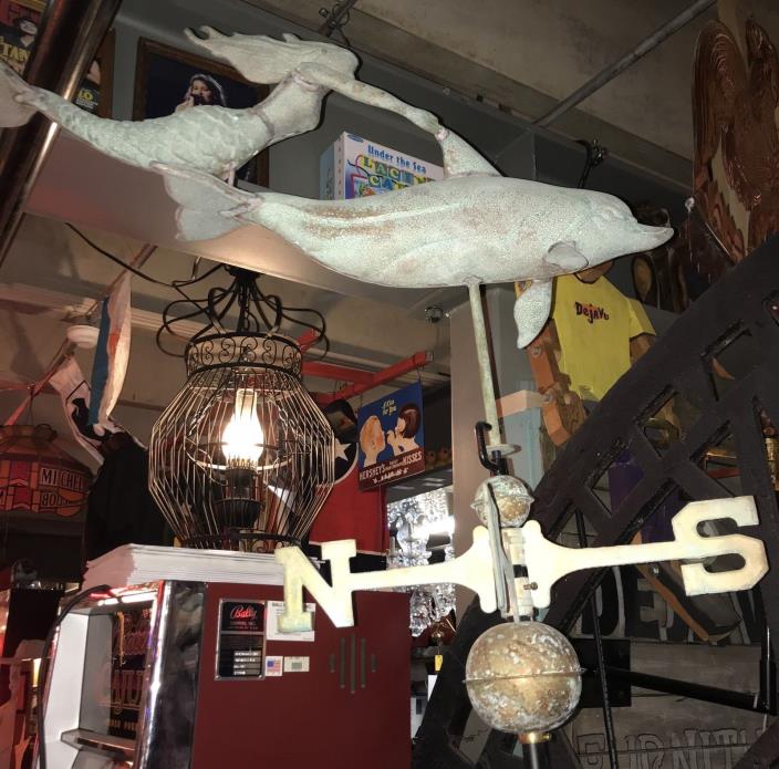 3 Dimensional Mermaid & Dolphin Weather Vane Copper Patina Finish