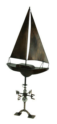 Zeckos Antique Copper Finish Metal Sailboat Weather Vane with Roof Mount