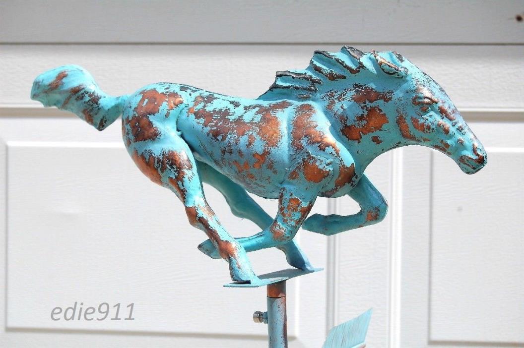 3D GALLOPING HORSE Weathervane AGED COPPER PATINA FINISH Handcrafted NEW