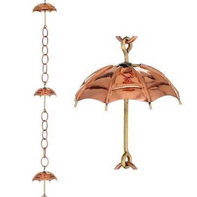 Good Directions Polished Copper Umbrella Rain Chain with Gutter Clip - 486P-8
