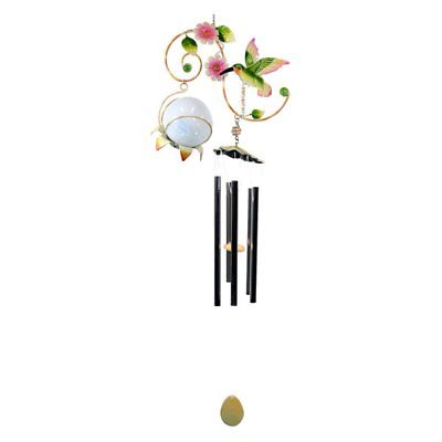 Great World Hummingbird Vine Wind Chime with Solar Ball, Pink