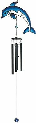 StealStreet SS-G-99400 Dolphin Glass Wind Chime with Gem, 32