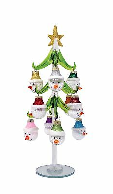 LS Arts Tree - Green - Snowman with 12 ornaments - 10 inch GB