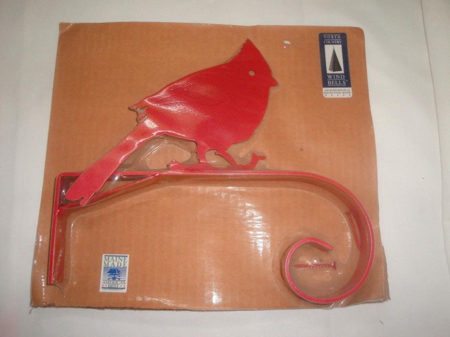 North Country Wind Bells Metal Hanger for Bells or Plant Red Cardinal Design
