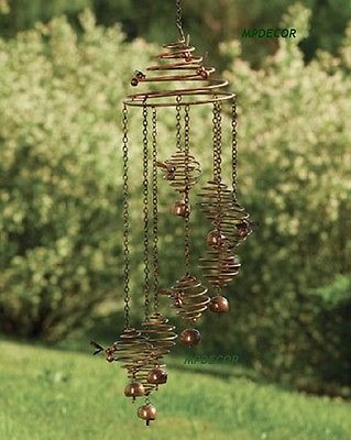 Bee Hive Spirals & Bells Mobile Metal Hanging Wind Garden Art