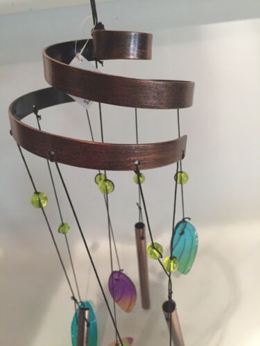 Chinese Glass Wind Chime style Colorful Leaves Marbles And Brass