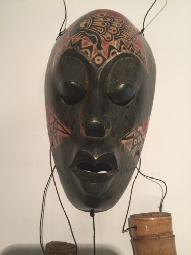 Vintage BAMBOO Indonesia Mask Wind Chime