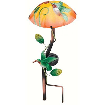 Regal Art and Gift Solar Mushroom Stake with Hummingbird, Multi